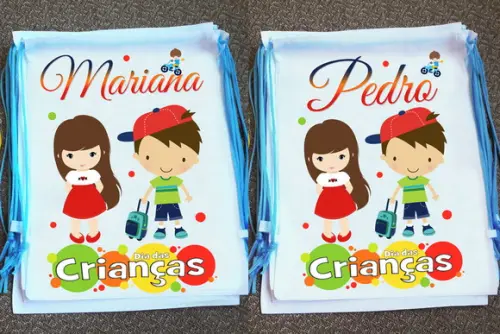 Mochilinha Ecobag Sacochila Personalizada Dia das Crianças