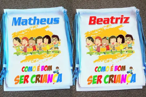 Mochilinha Ecobag Sacochila Personalizada Dia das Crianças