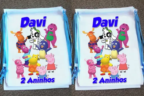 Mochilinha Ecobag Sacochila Personalizada Doki