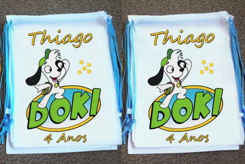 Mochilinha Ecobag Sacochila Personalizada Doki