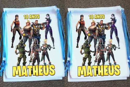 Mochilinha Ecobag Sacochila Personalizada Fortnite