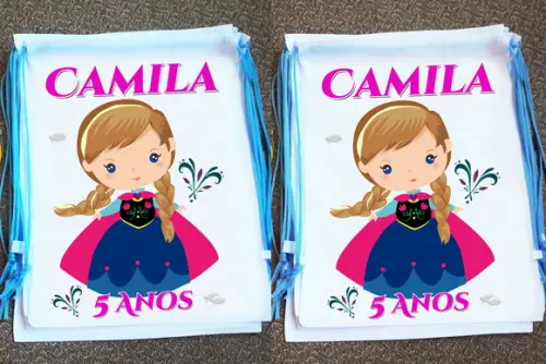 Mochilinha Ecobag Sacochila Personalizada Frozen