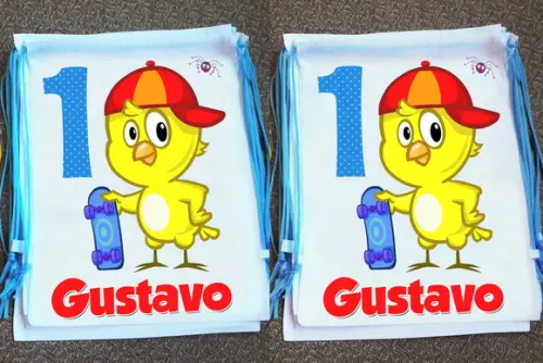 Mochilinha Ecobag Sacochila Personalizada Galinha Pintadinha
