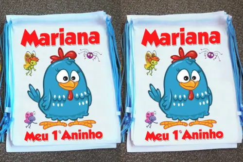 Mochilinha Ecobag Sacochila Personalizada Galinha Pintadinha