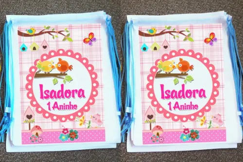 Mochilinha Ecobag Sacochila Personalizada Jardim Encantado