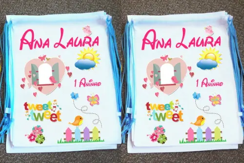 Mochilinha Ecobag Sacochila Personalizada Jardim Encantado
