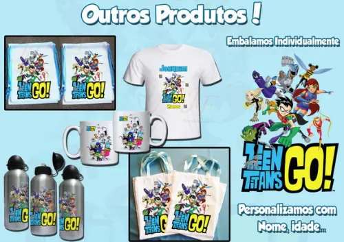 Mochilinha Ecobag Sacochila Personalizada Jovens Titans