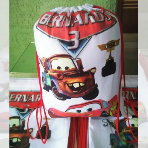 Mochilinha Ecobag Sacochila Personalizada Macqueen Carros