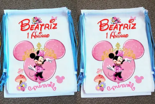 Mochilinha Ecobag Sacochila Personalizada Minnie