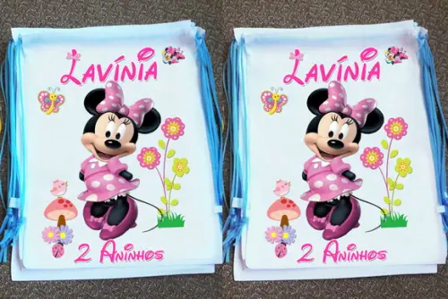 Mochilinha Ecobag Sacochila Personalizada Minnie