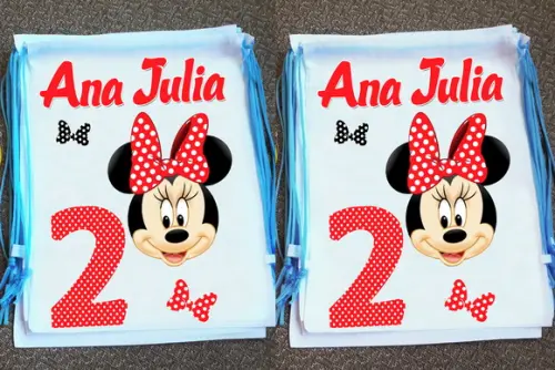 Mochilinha Ecobag Sacochila Personalizada Minnie