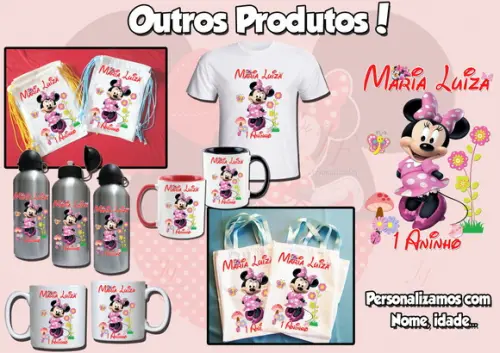 Mochilinha Ecobag Sacochila Personalizada Minnie