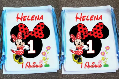 Mochilinha Ecobag Sacochila Personalizada Minnie