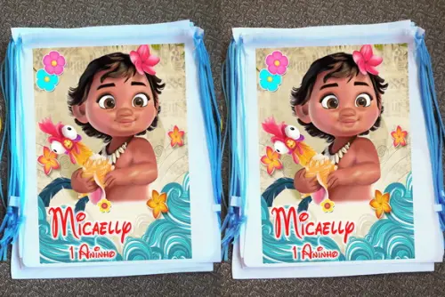 Mochilinha Ecobag Sacochila Personalizada Moana