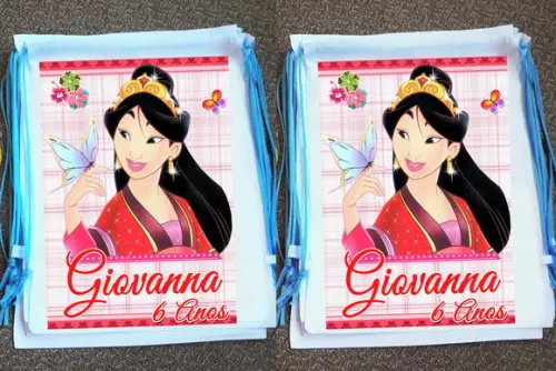 Mochilinha Ecobag Sacochila Personalizada Mulan