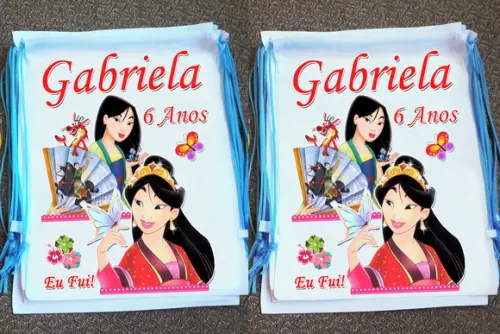 Mochilinha Ecobag Sacochila Personalizada Mulan