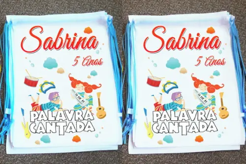 Mochilinha Ecobag Sacochila Personalizada Palavra Cantada
