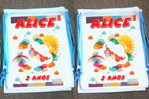 Mochilinha Ecobag Sacochila Personalizada Palavra Cantada