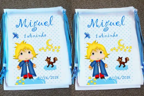 Mochilinha Ecobag Sacochila Personalizada Pequeno Príncipe