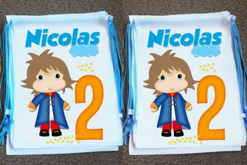 Mochilinha Ecobag Sacochila Personalizada Pequeno Príncipe