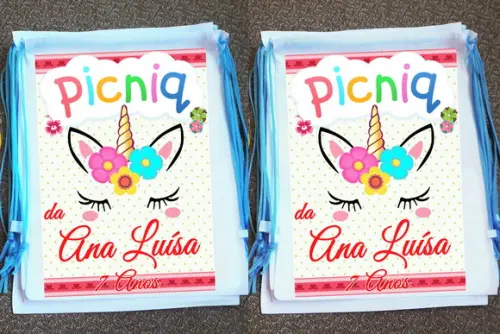Mochilinha Ecobag Sacochila Personalizada Picnic Piquenique