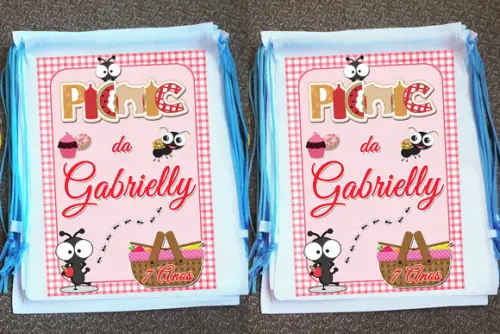 Mochilinha Ecobag Sacochila Personalizada Picnic Piquenique