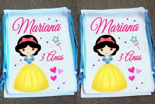 Mochilinha Ecobag Sacochila Personalizada Princesas
