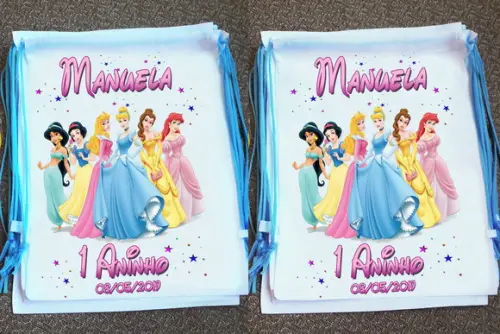 Mochilinha Ecobag Sacochila Personalizada Princesas