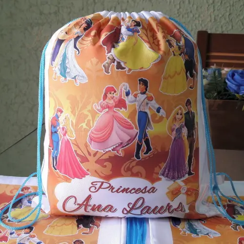 Mochilinha Ecobag Sacochila Personalizada Princesas