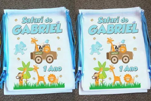 Mochilinha Ecobag Sacochila Personalizada Safari Floresta