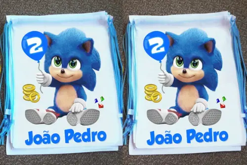 Mochilinha Ecobag Sacochila Personalizada Sonic