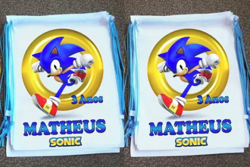 Mochilinha Ecobag Sacochila Personalizada Sonic