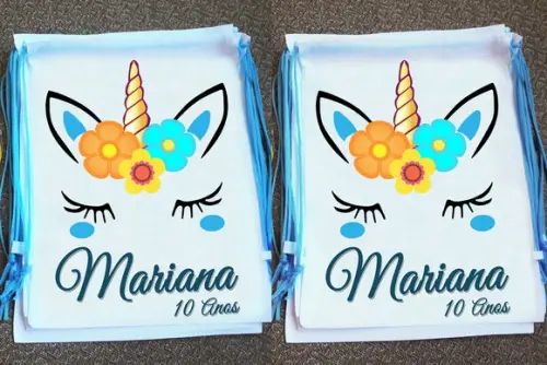 Mochilinha Ecobag Sacochila Personalizada Unicórnio Meninos