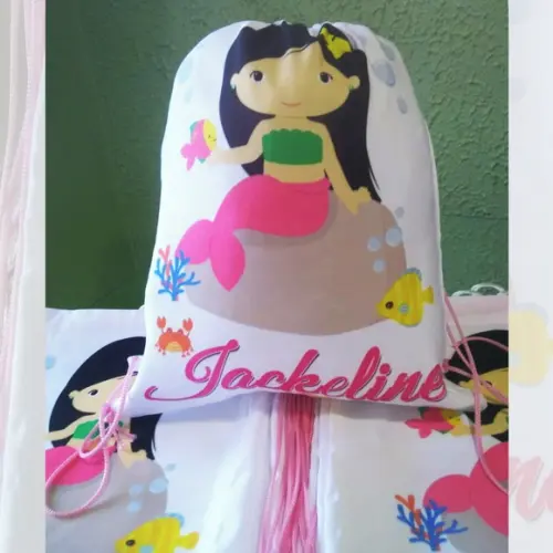 Mochilinha Ecobag Sacochila Personalizadas Sereias