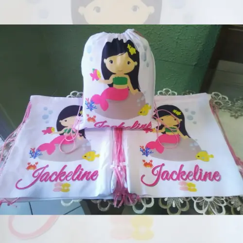 Mochilinha Ecobag Sacochila Personalizadas Sereias