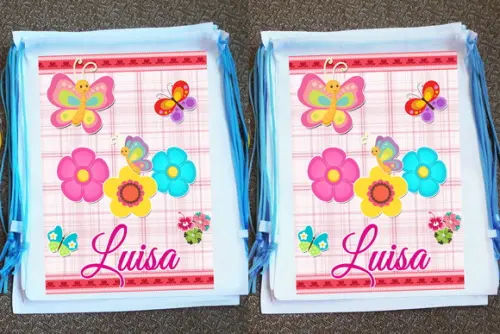 Mochilinha Personalizada Jardim das Borboletas e Flores