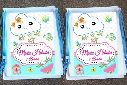 Mochilinha Personalizada Chuva de Bençãos Chuva de Amor