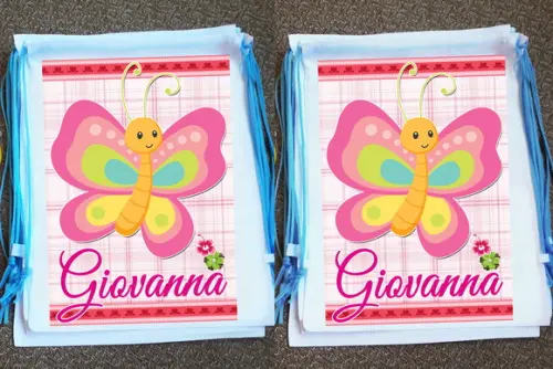 Mochilinha Personalizada Jardim das Borboletas e Flores