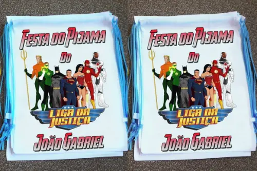 Mochilinha Personalizada Festa do Pijama Liga da Justiça