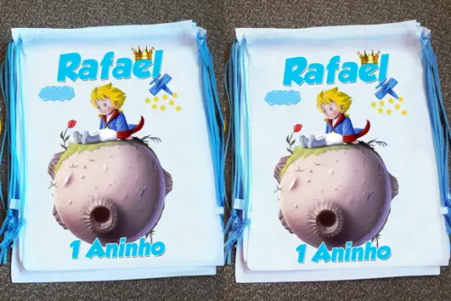 Mochilinha Sacochila Ecobag Pequeno Príncipe Personalizada