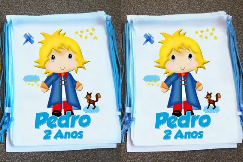 Mochilinha Sacochila Ecobag Pequeno Príncipe Personalizada