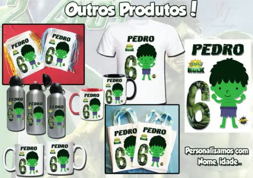 Mochilinha Sacochila Ecobag Personalizada Hulk