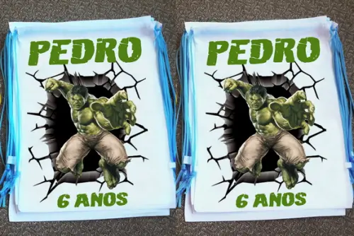 Mochilinha Sacochila Ecobag Personalizada Hulk