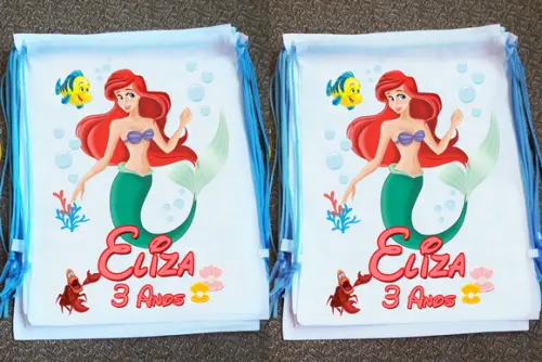 Mochilinhas Ecobag Sacochila Ariel Pequena Sereia