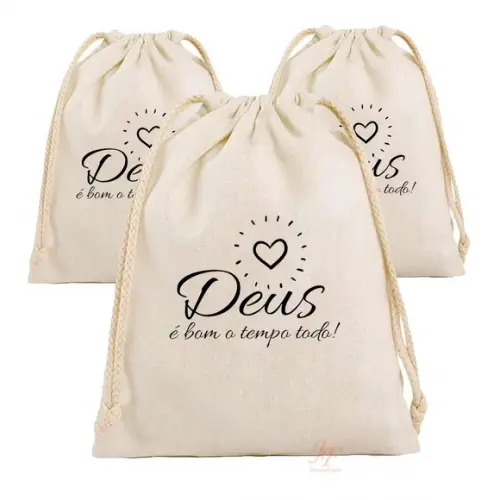Saquinhos 20 x 25cm Personalizados Algodão Cru Lembrancinhas
