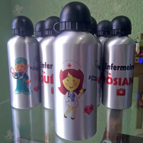 Squeeze Garrafinha Alumínio 500 ml Personalizada Enfermagem
