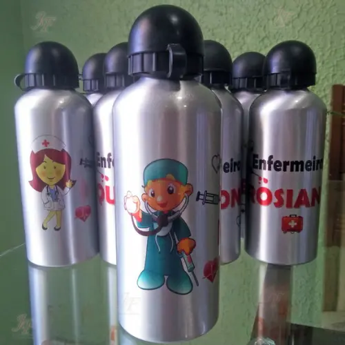 Squeeze Garrafinha Alumínio 500 ml Personalizada Enfermagem