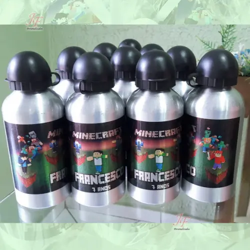 Squeeze Garrafinha Alumínio 500 ml Personalizada Minecraft