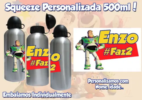 Squeeze Garrafinha Alumínio 500 ml Personalizada Toy Story