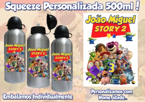Squeeze Garrafinha Alumínio 500 ml Personalizada Toy Story